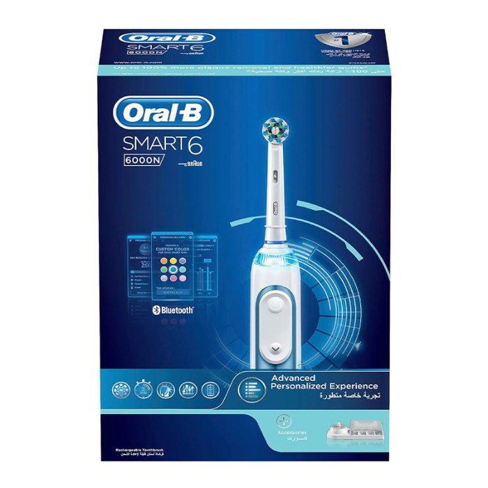 Oral B Smart 6 6000N, Rechargeable Toothbrush with Blue tooth connectivity & Travel case